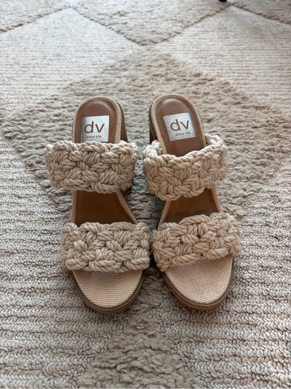 dv by Dolce Vita Beige Braided Slide Sandals